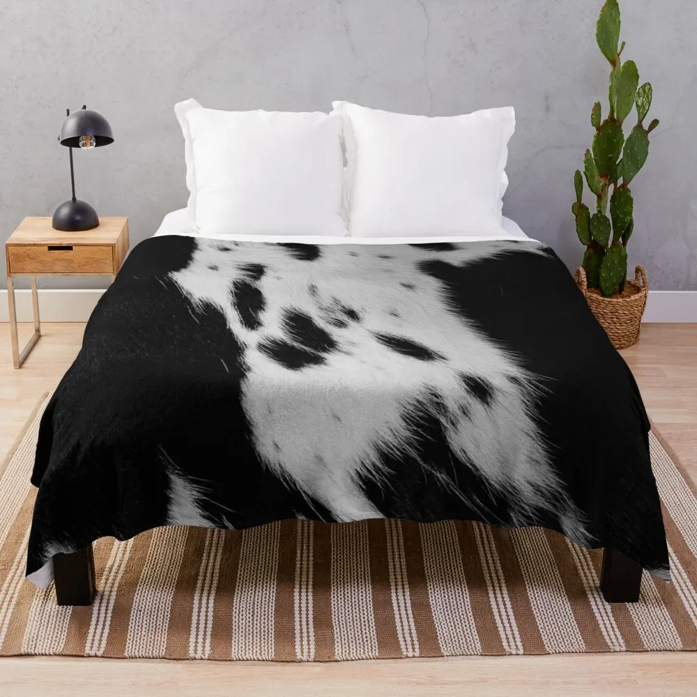 

Black cow skin animal print, cowhide style Throw Blanket Nap Furrys Blankets