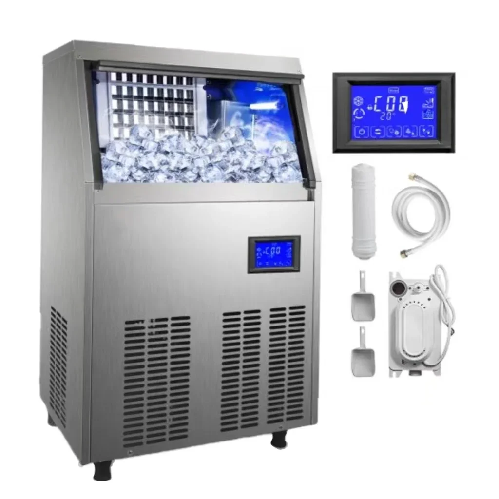 

70kg/24H Commercial Ice Maker Machine Stainless Steel Automatic Ice Machine for Bar Home Restaurant Supermarket