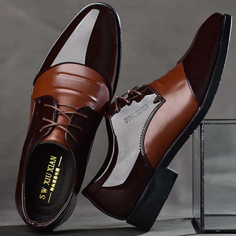 

New Retro Classic Dress Shoes for Black PU Leather Oxfords Casual Business Shoes for Male Wedding Party Office Formal Work Shoes