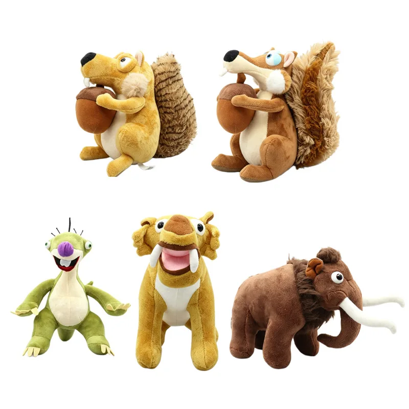 New Ice Age series plush toys: Mammoth, Saber-toothed Tiger, Sloth dolls – gifts for kids and girls for birthdays and Christmas