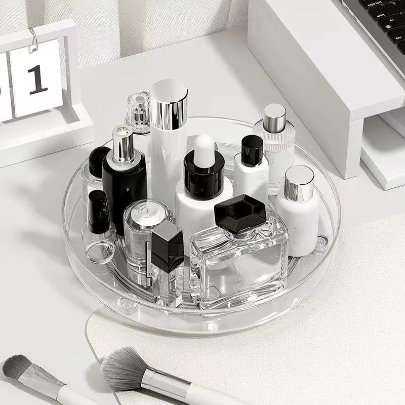 1 pc Household transparent rotating storage turntable, multifunctional 360° rotating storage rack
