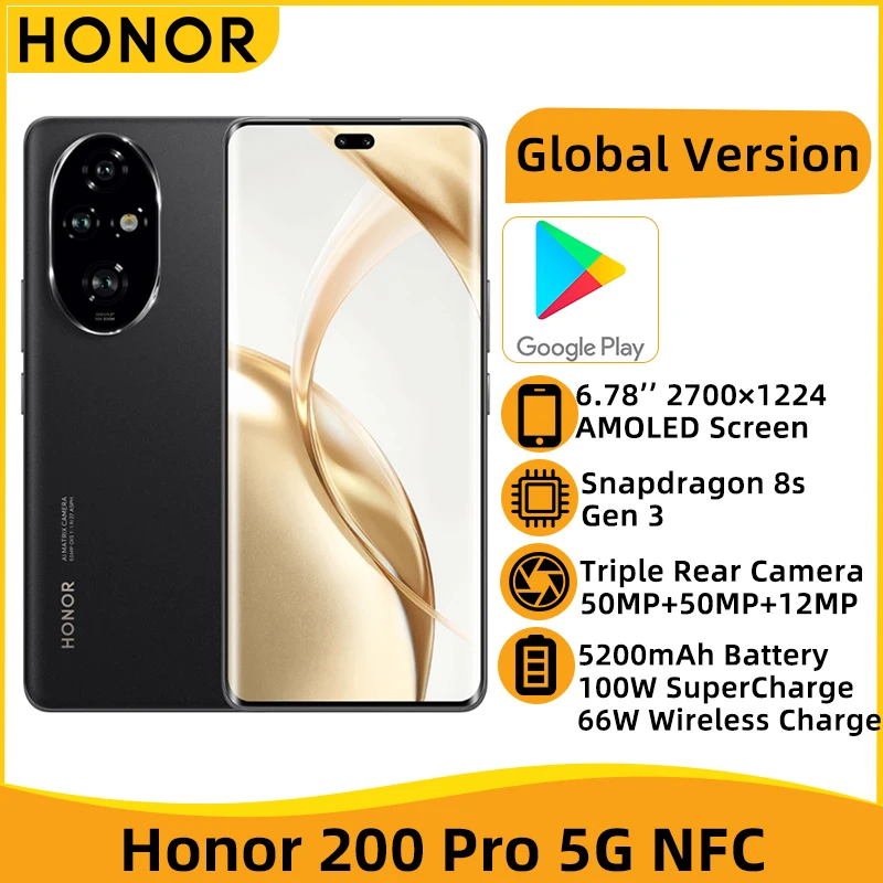 Honor 200 Pro Global Version 5G NFC 5200mAh Smartphone 50MP Triple Rear Camera 66W Wireless SuperCharge Snapdragon 8s Gen 3  5 sold1,128,715.61realus StoreSee previewSimilar items