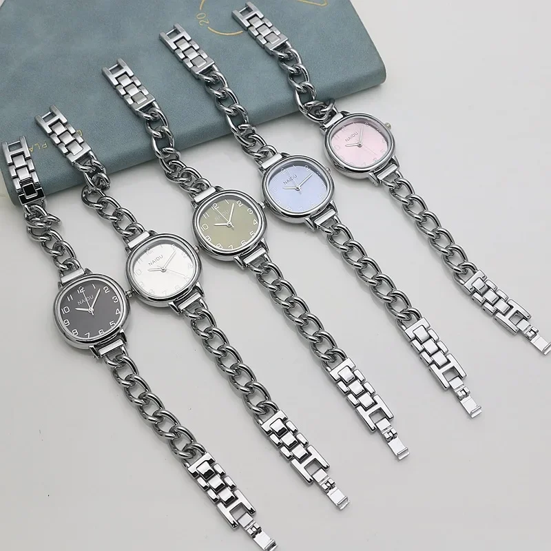 Brand Oval Dial Quartz Watch Korean Version Simple and Fashion Women\'s Bracelet Wristwatch Luxury Gift Small Green Watches