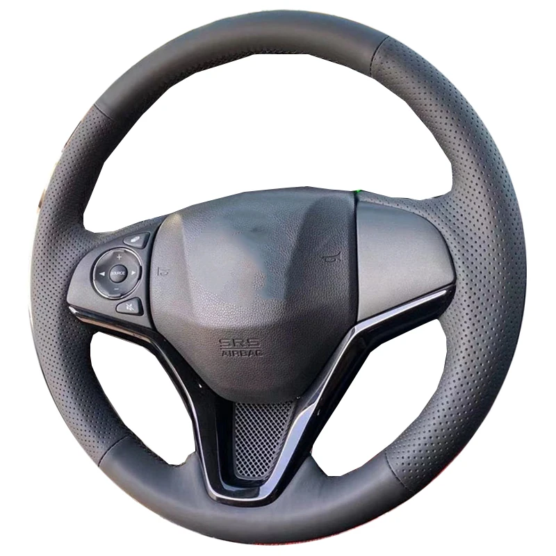 Couro artificial cobertura de volante de carro, acessórios antiderrapantes, Honda City Jazz 2014 2015, HRV HR-V 2016 Vezel