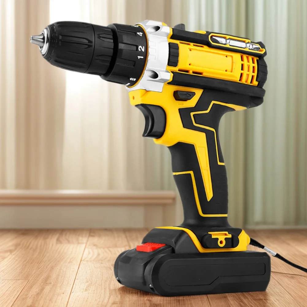 21V Cordless Drill 25+1 Clutch Electric Power Drill 1350RMP Lithium Electric Hand Drill 2-Variable Speed for Home DIY and Repair