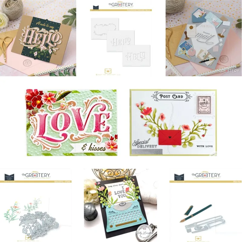 Flourished Phrases: Love Additions Metal Cutting Dies and Stamps Stencil DIY Scrap Booking Card Stencil Paper Cards Handmade