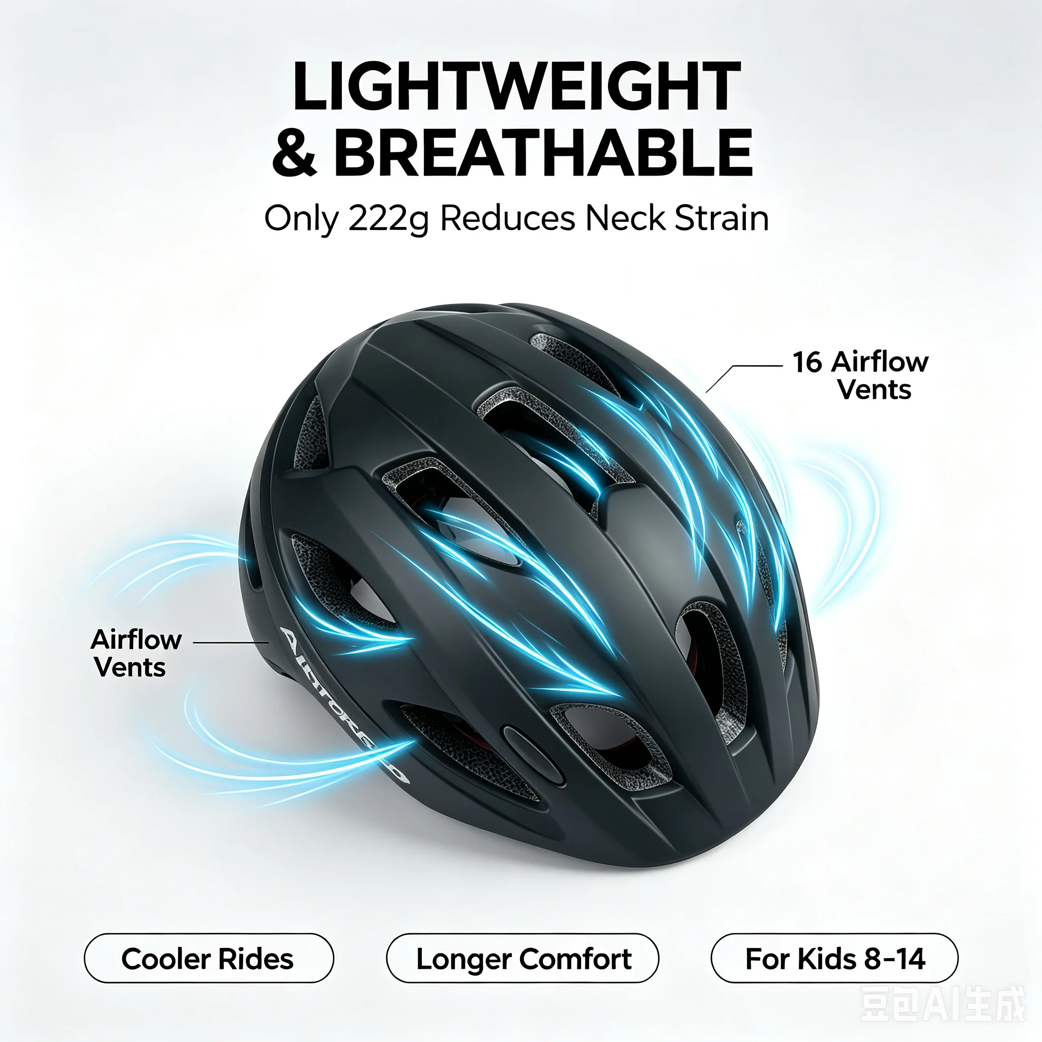 ARTOROO Kinderfahrradhelm, Jungen- und Mädchen-Fahrrad- und Rollerhelm für Kinder, größenverstellbar. – Detail 2