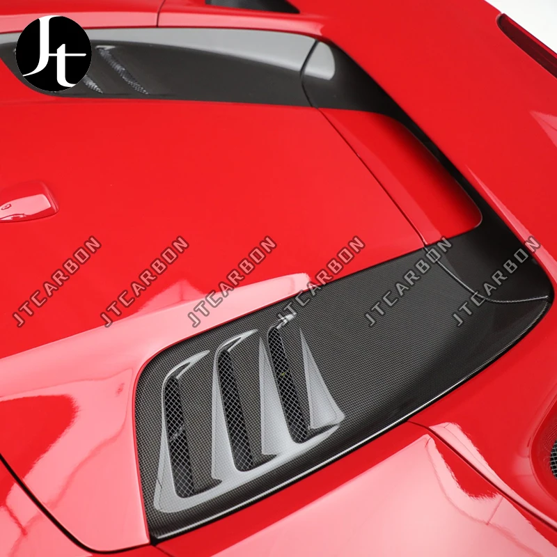 For Ferrari F8 Sports Car Exterior Accessories Dry Carbon Fiber Rear Hood Air Inlet Bumper Trim with Air Vent Outlet Scoop Trim