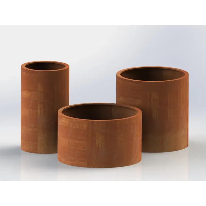 for Large Flower Planter Outdoor Corten Steel Customized Size Flower Pot for Garden Decoration