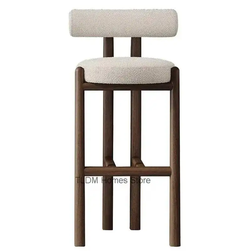 Stools Counter Interior Modern Backrest Wooden Bar Chair Nordic Chair For Bar Kitchen Armchairs Taburete De Bar Furniture