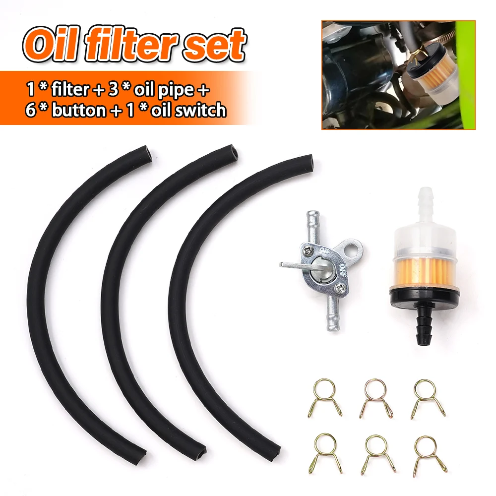 6MM Motorcycle Dirt Bike ATV Scooter Fuel Tank Petcock Valves On/Off Switch+Inner Fuel Filter Gasoline + Petrol Fuel Line Hose T