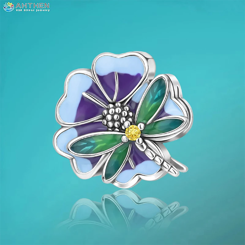 

Ahthen 925 Sterling Silver Beads Dragonflies in the Flowerbed Charm fit Snake Chain Bracelets Necklaces for Women Jewelry Making