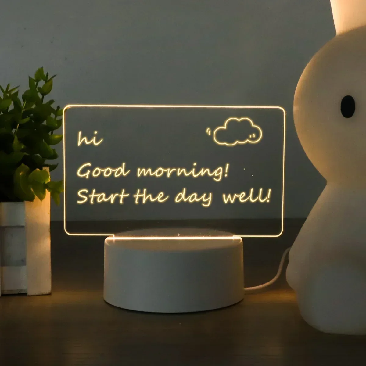 LED Light Notepad Transparent Acrylic Luminous Writing Board USB Desktop Night Light Bedroom Bedside Decor Creative NewYear Gift