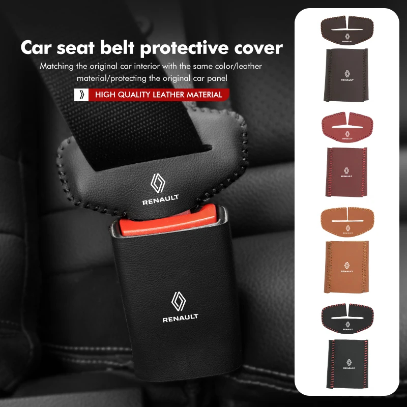 2pcs Car Seat Safety Belt Buckle Anti-Scratch Cover Protector Clip For Renaul Captur Sparco Megane Sandero Grand Sill Guard