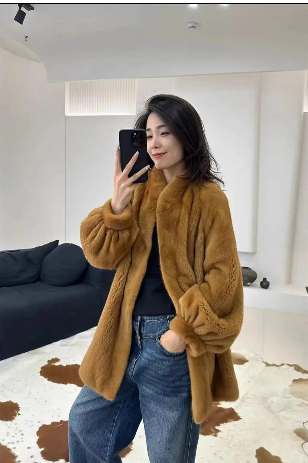 

Faux Fur Neck Wrap Coats Womens Outdoors Olive Windbreaker Cotton-Padded Feminine Beautiful Medium-Length Warm Spotless Wild Ins