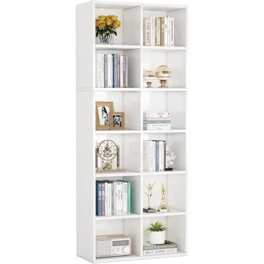 

Narrow Bookcase,70.9 Inch,Space Saving,Durable,Heavy Duty Tall 6 Tier Cube Display Shelf Storage for SmallSpace Corner Bookshelf