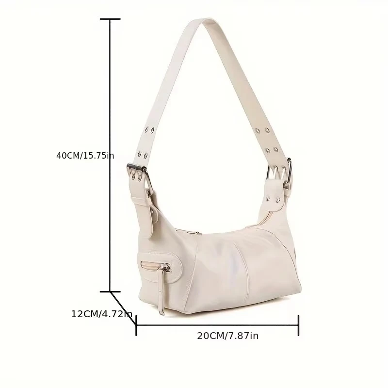 Underarm Bag Women\'s Bag Cool Drag Style Single Shoulder Underarm Stick Bag Niche Design Leather Zipper Single Shoulder Handbag