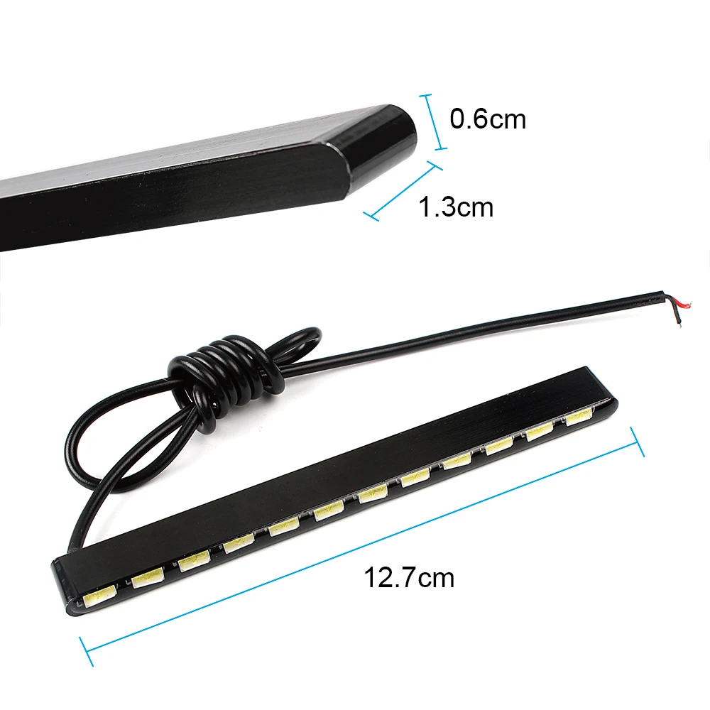 Lampu kabut Led mobil, Strip SMD lampu berlari siang hari, 7030 Led 2 buah, Aksesori Mobil DRL