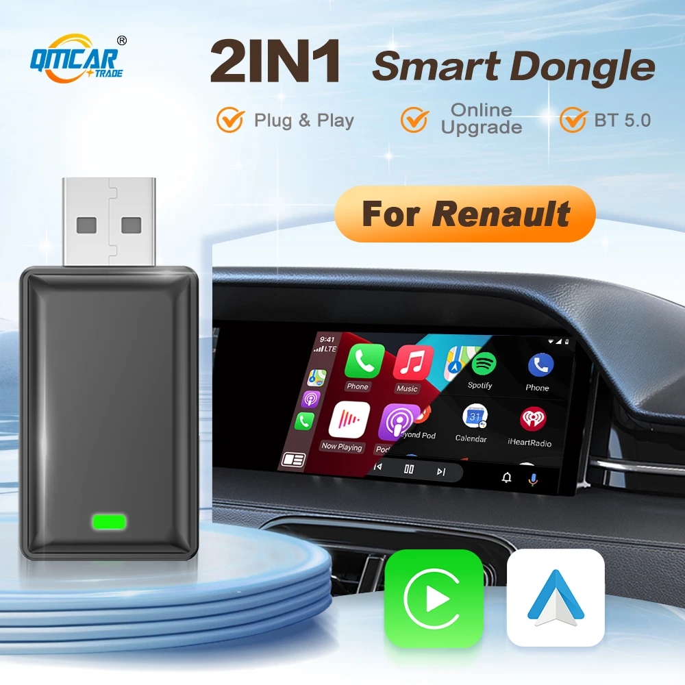 Android Auto Carplay Wireless Adapter 2in1 Smart Dongle Ai Box For Renault Twingo Duster Espace Talisman Talisman Estate