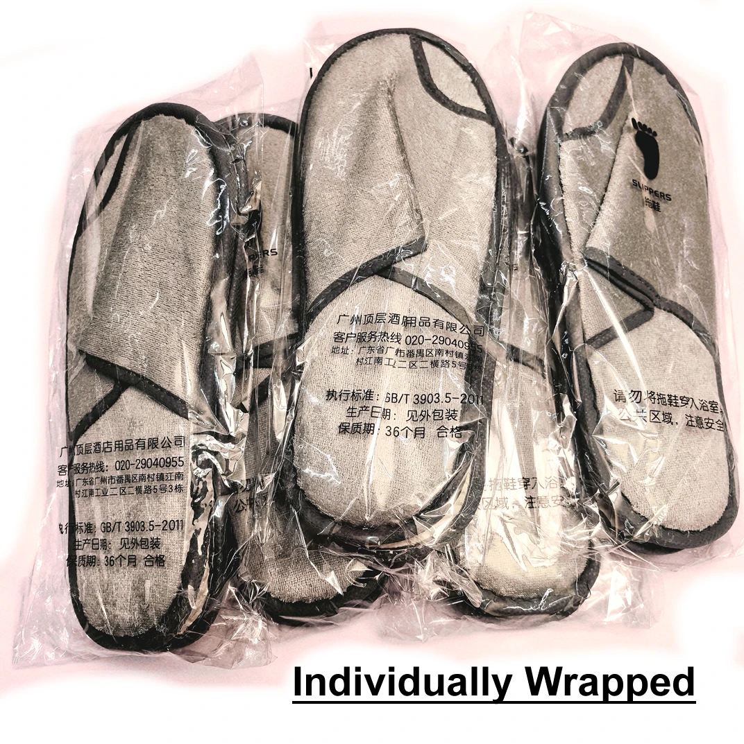 5 Pairs, 7-8mm Thick Non-slip Sole Disposable Fleece Non-slip Portable Hotel Slippers for Travel, Hospital, Home and Outdoor