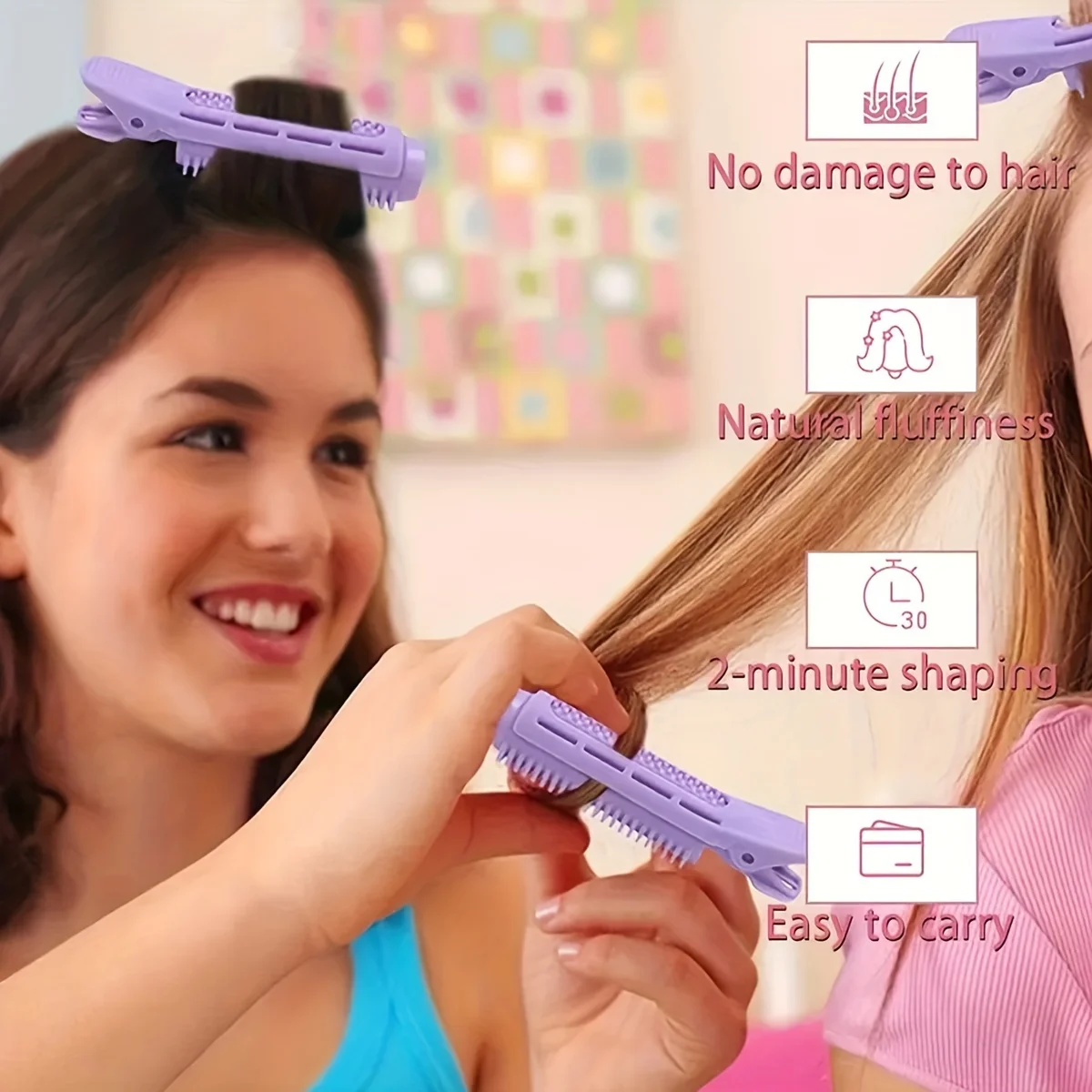 3/6/9 PCS Hair Curlers Spiral Curls Styling, Volumizing Curlers Root Clips, Fluffy Lazy Grip Curl Rods, No Heat Styling Tool