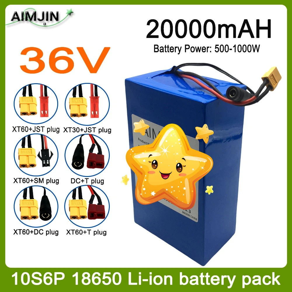 

Original 10S6P 36V 20000mAh brand new 500-1000W li-ion battery, For most vehicles, supports customization of different plugs