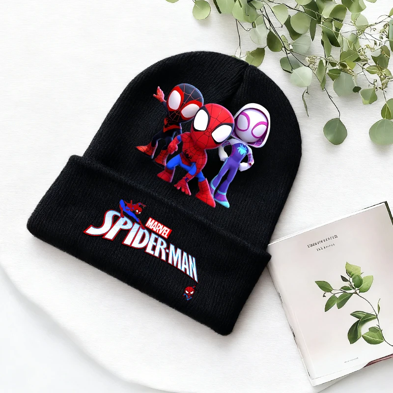 Spiderman Marvel Kids Knitted Hat Cute Anime Disney Movie Print Beanie Cap Headgear Outdoor Street Warm Knit Cap Game Party Gift