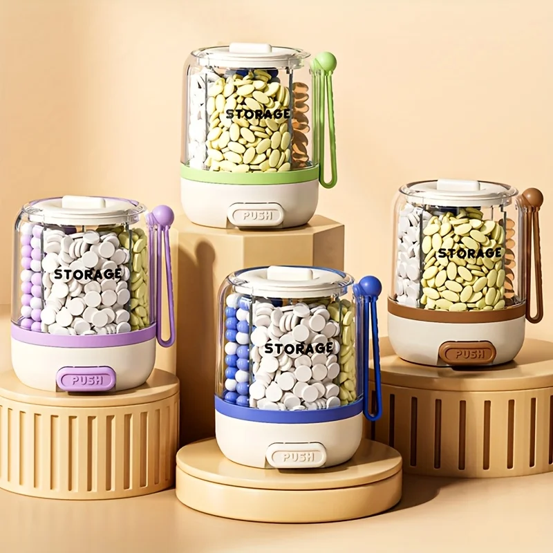 

1pc Portable Large Capacity Pill Divider Bottle, 4-Compartment Removable Partition Vitamin Storage Box with Anti-Mix Design