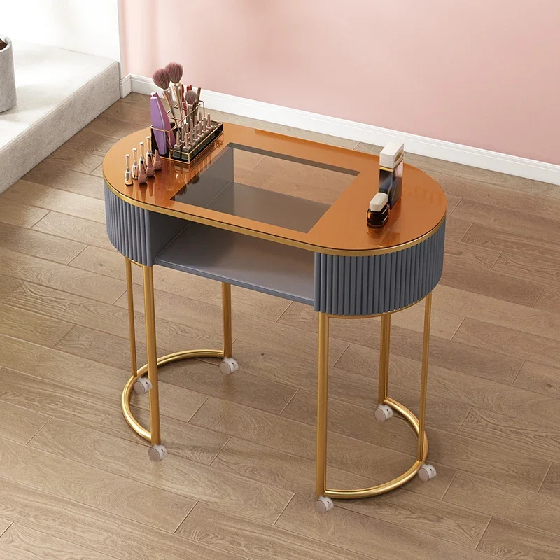 Luxury Cream Style Nail Tables Fashion Makeup Durable Manicure Nail Tables Dressing Retro Mesa Manicura Salon Furniture