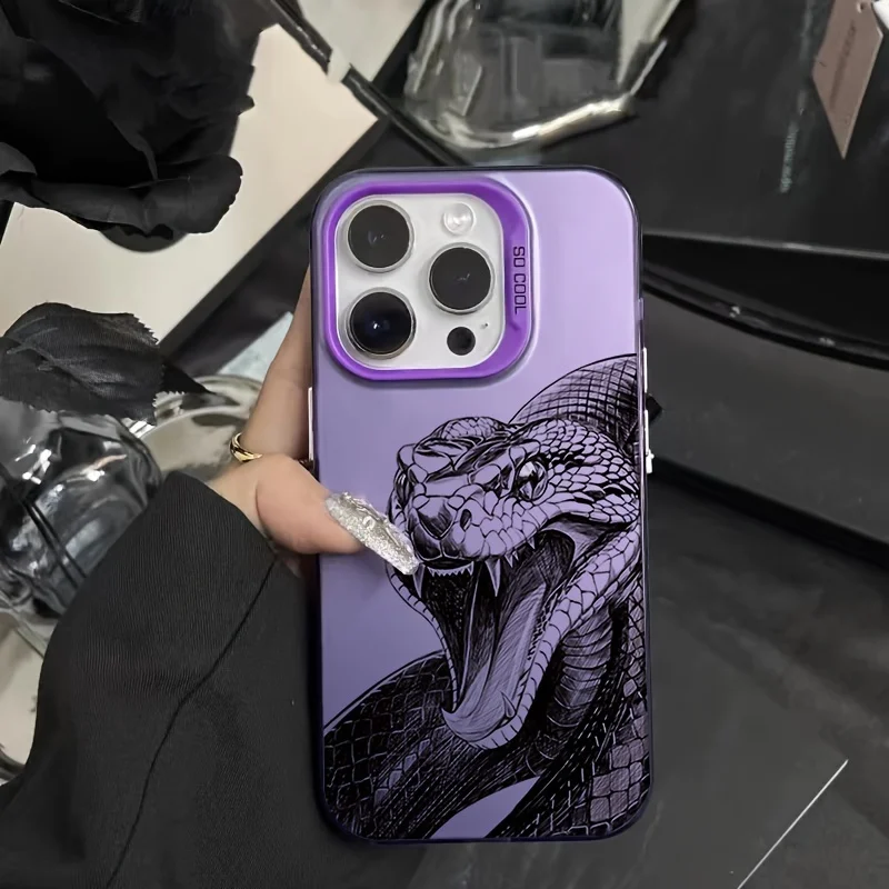 

An angry python design phone case for iPhone 17 16 15 14 13 12 11 Pro/ Max/Plus shock-proof rear cover anti-fingerprint