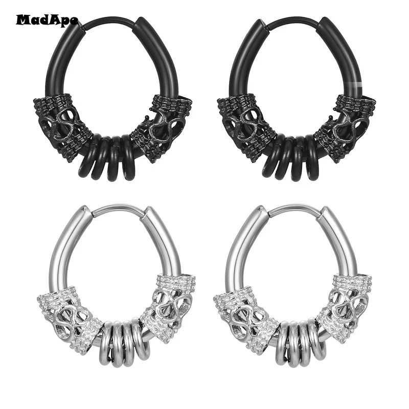 New Punk Stainless Steel Chain Hoop Earrings For Women Men 2021 Trendy Goth Pop Hip Hop Pendants Ear Jewelry Accessories Earring