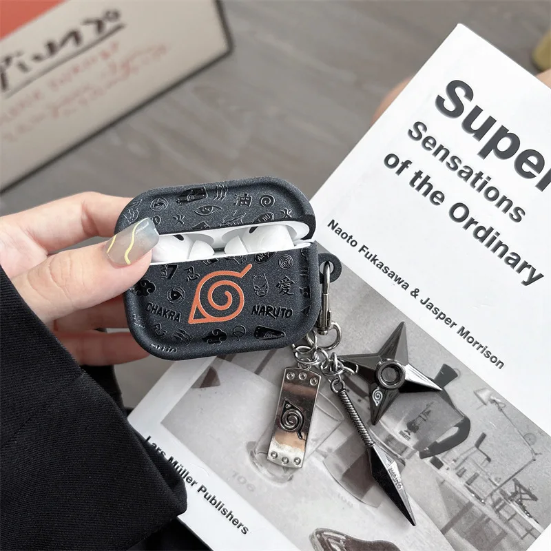 ناروتو حقيبة سماعة الاذن ل Airpods 1 2 3 4 حافظة مع قلادة أنيمي شل ل Airpods Pro 2 3 غطاء وقائي ملحقات مقاومة للصدمات