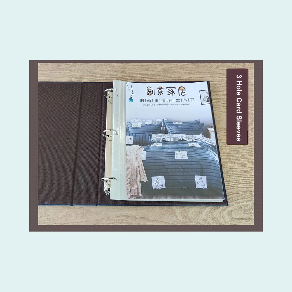 A4 PU Leather Binder Photocard Photo Album Coin Stamp Paper Money Collection Book File Document Binder Loose Leaf Cover 3 Ring