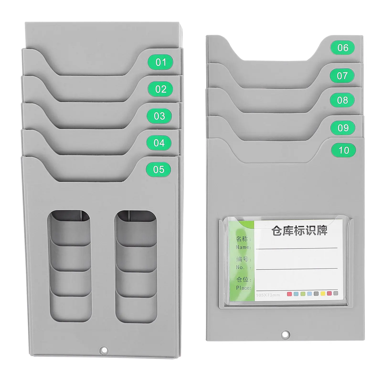 Wall Mounted Multi Slot Punch Card Holder for Warehouse Workshop Factory Office Vertical File Organizer Rack with Label Dividers