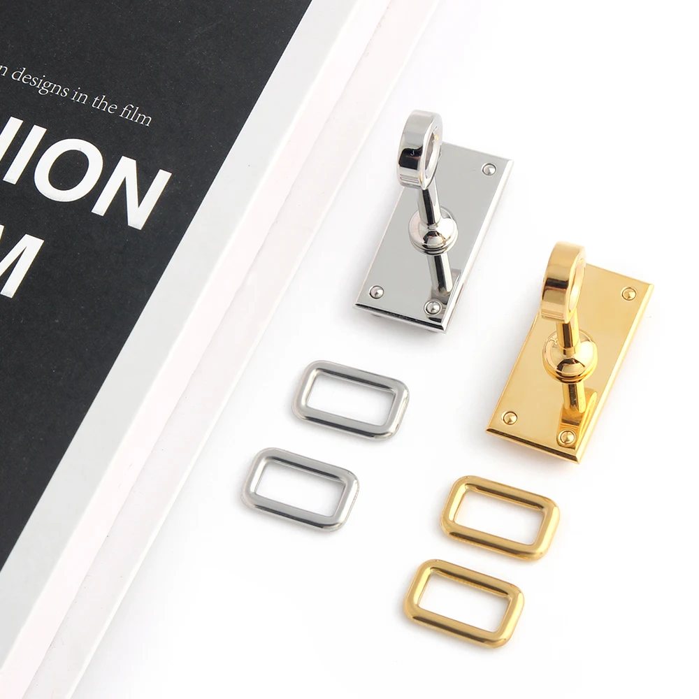 1/4/10Sets New Style Stainless Steel Metal Rectangle Eyelets Lock For Purse Handbags Bags Hanger Sole Plate Lock Accessories