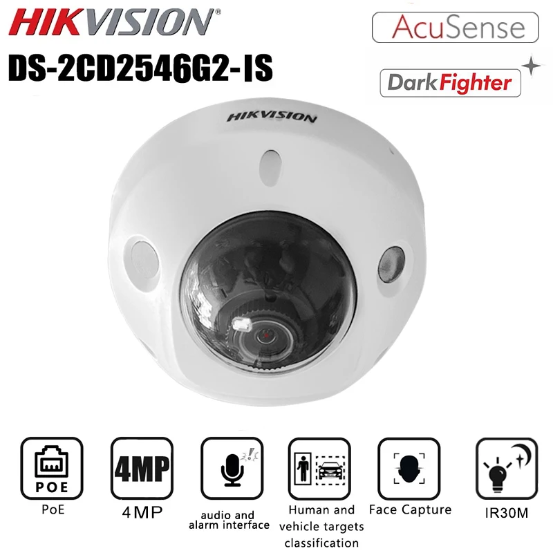 

Hikvision 4-мегапиксельная мини-камера DarkFighter IP-камера для обнаружения лица и транспортных средств IP67 IK08 Камера наблюдения DS-2CD2546G2-IS