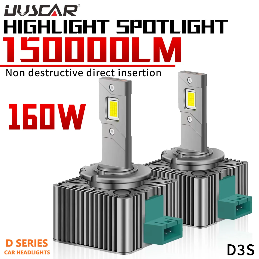 

UVSCAR 2PCS D3S Car Headlamp D1S D2S D4S D5S D8S LED Bulb 160W 150000LM to Replace HID Conversion Lamp Canbus Headlight