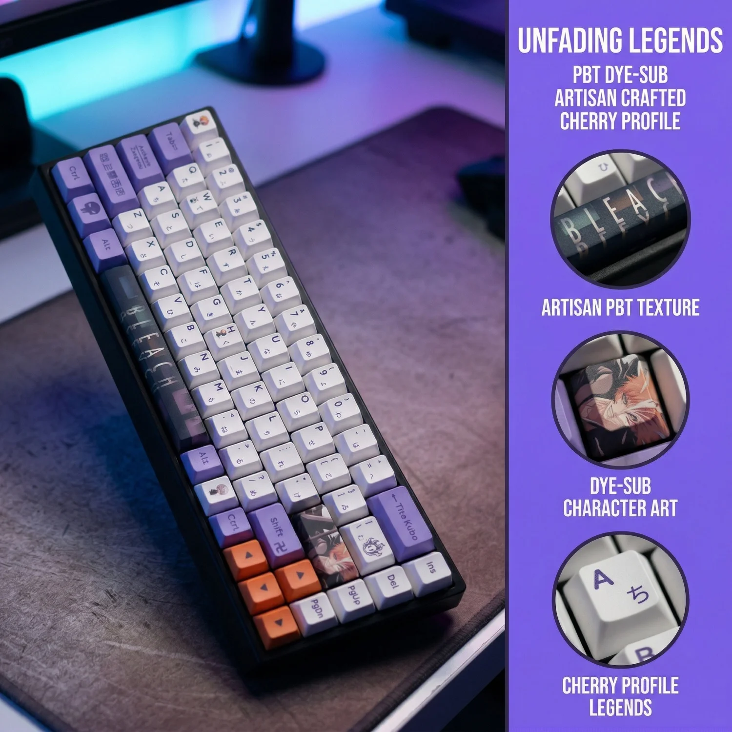 

Японские аниме-кейкапы для механической клавиатуры, 134 клавиши, PBT, сублимационная печать, профиль Cherry, японский дизайн