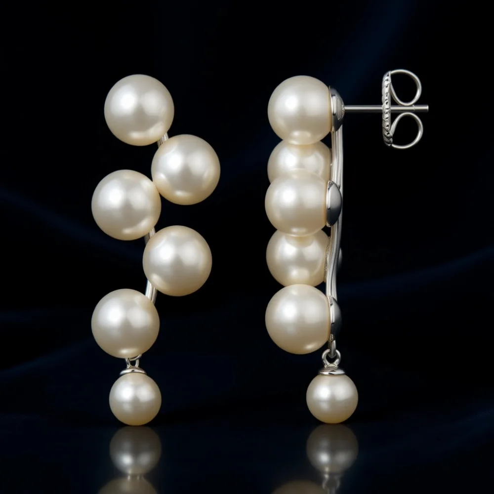 

Серьги-подвески с жемчугом, покрытые золотом 14K, на серебряных штифтах, крупные, для свадьбы, свадебные украшения, подарок для женщин