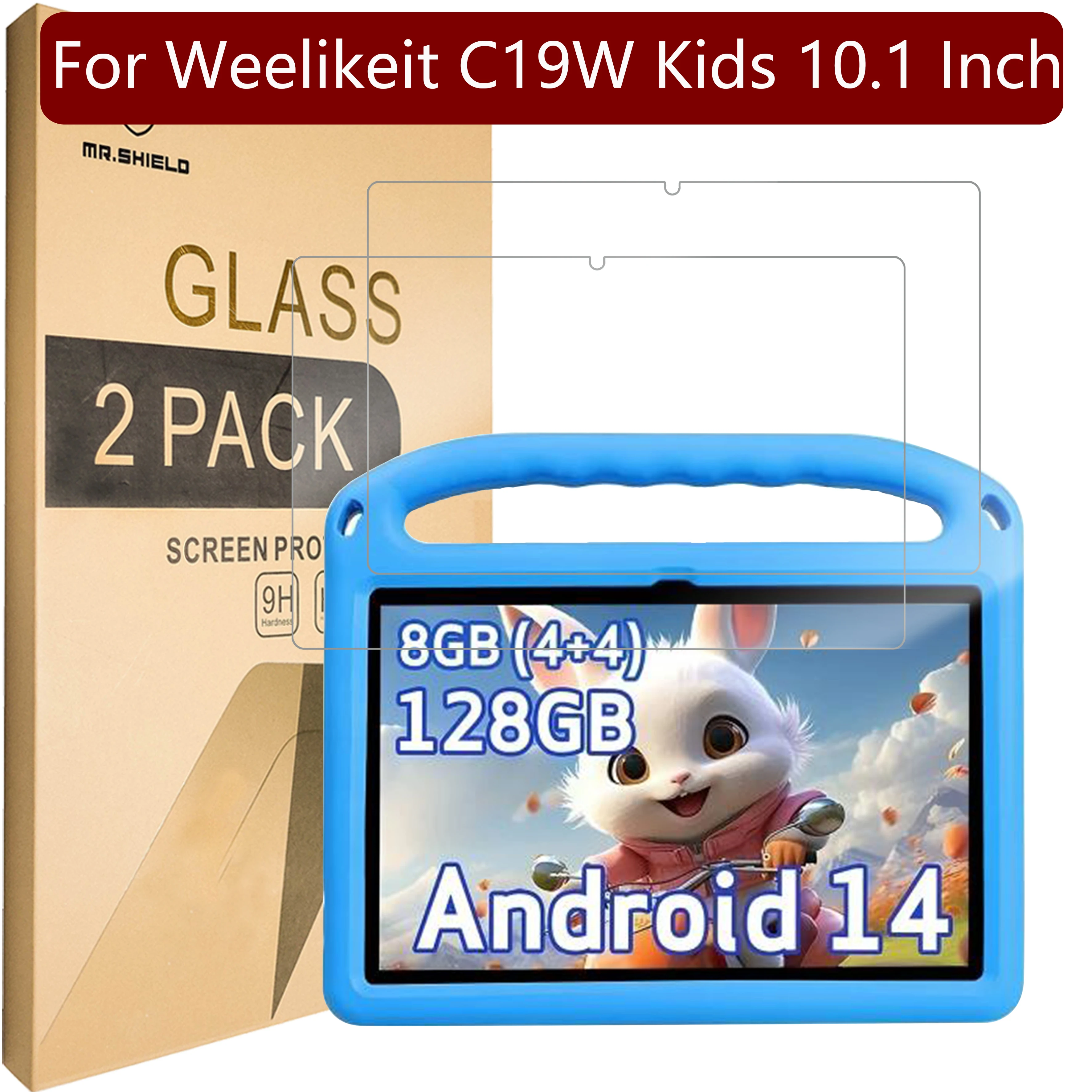

Защитная пленка для экрана Mr.Shield, совместимая с Weelikeit C19W Kids 10.1 Inch [закаленное стекло] [2 УПАКОВКИ] [Японское стекло с твердостью 9H