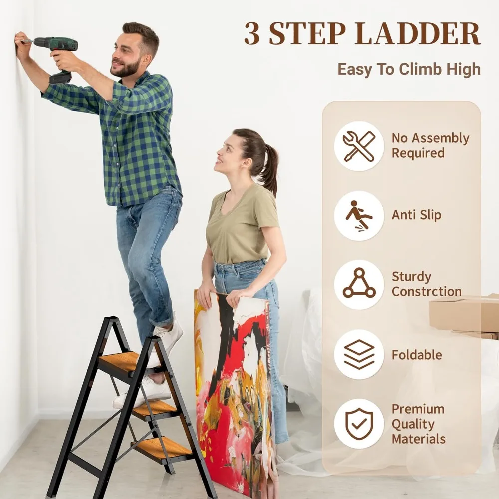 Escalera plegable para adultos: pedal ancho, capacidad de 330 libras, aluminio resistente, portátil