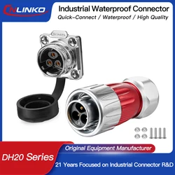 CNLINKO M20 Waterproof IP68 Connector Heavy Duty 2/3/4/5/7/9/12 Pin Metal Shell Wire Soldering Panel Mounting Power Connectors