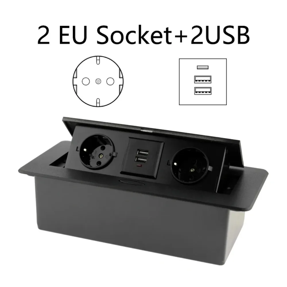 eu-socket-desk-socket-usb-charging-aluminum-panel-hidden-socket-16a-10a-3‑outlet-desktop-outlet-kitchen-counter