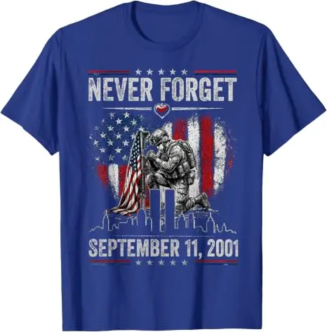 Vergiss den 11. September 2001 nie – Gedenktag T-Shirt mit amerikanischer Flagge, Y2k Herrenmode, patriotisches Grafik-T-Shirt mit Spruch, weiche Baumwolle – Detail 10