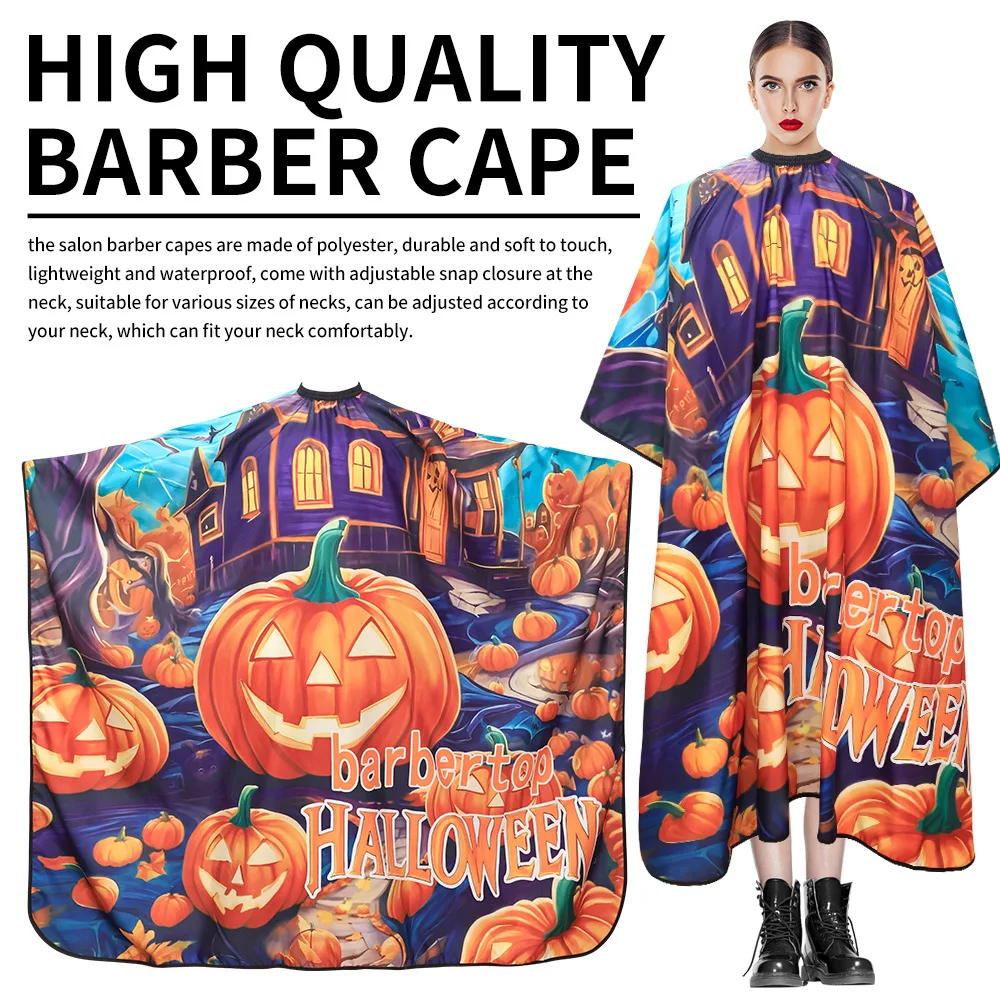 Halloween Hairdressing Cape Pumpkin Ghost Design Professional Salon Gown Funny Costume Party Apparel Gift for Stylists
