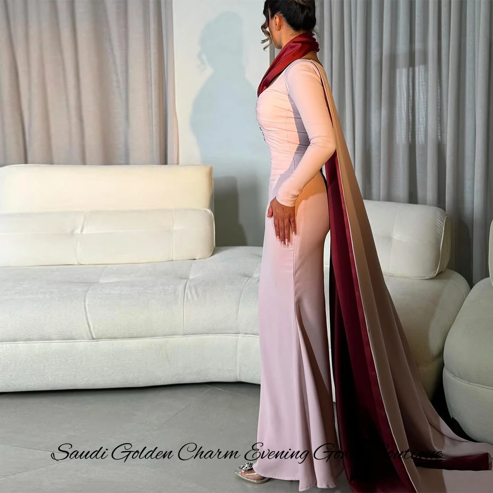 Sukienka wieczorowa z dekoltem w serek, długim rękawem, elegancka, w stylu syreny, marszczona, vestido de noche, wysokiej jakości jersey, suknie celebrytów.