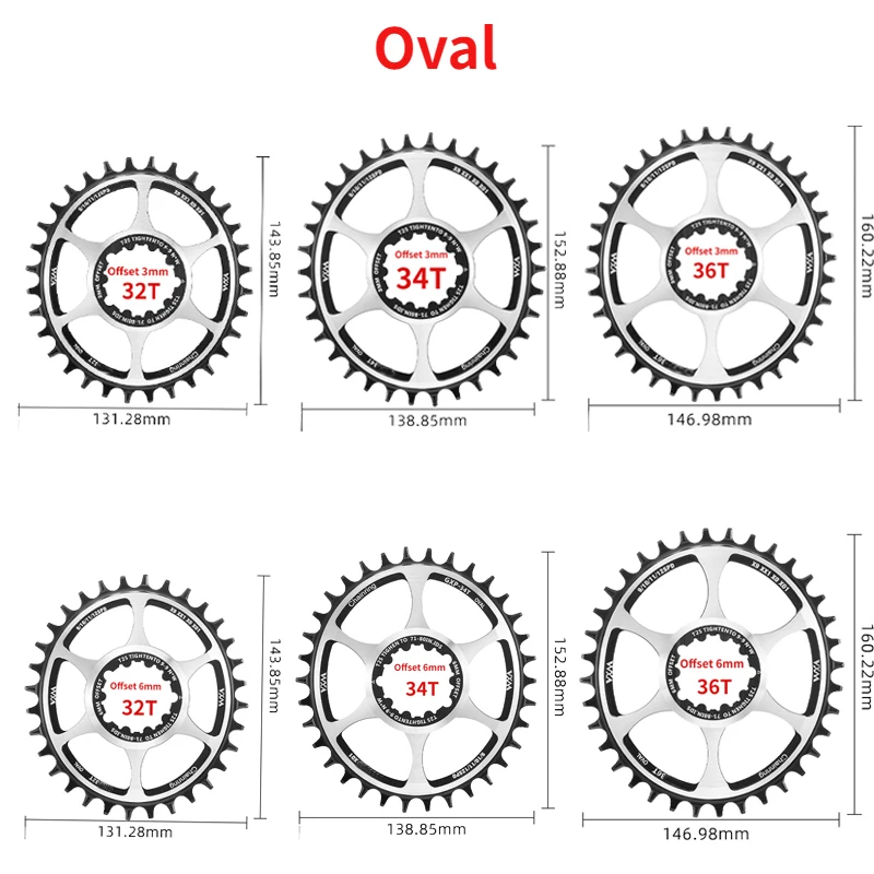 VXM Bicycle Chainring 1/3/6mm Offset MTB Bicycle Road Bike 30/32/34/36/38/40T Chainwheel for Sram GXP XX1 XO1 X1 XO Crankset