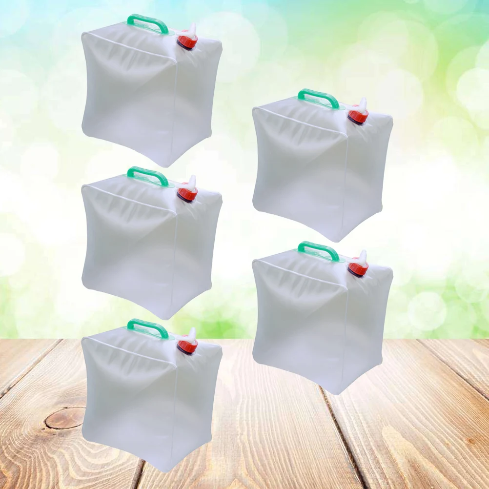 

5 PCS Portable Water Bag Storage Container Outdoor High Capacity Foldable 20L Bucket