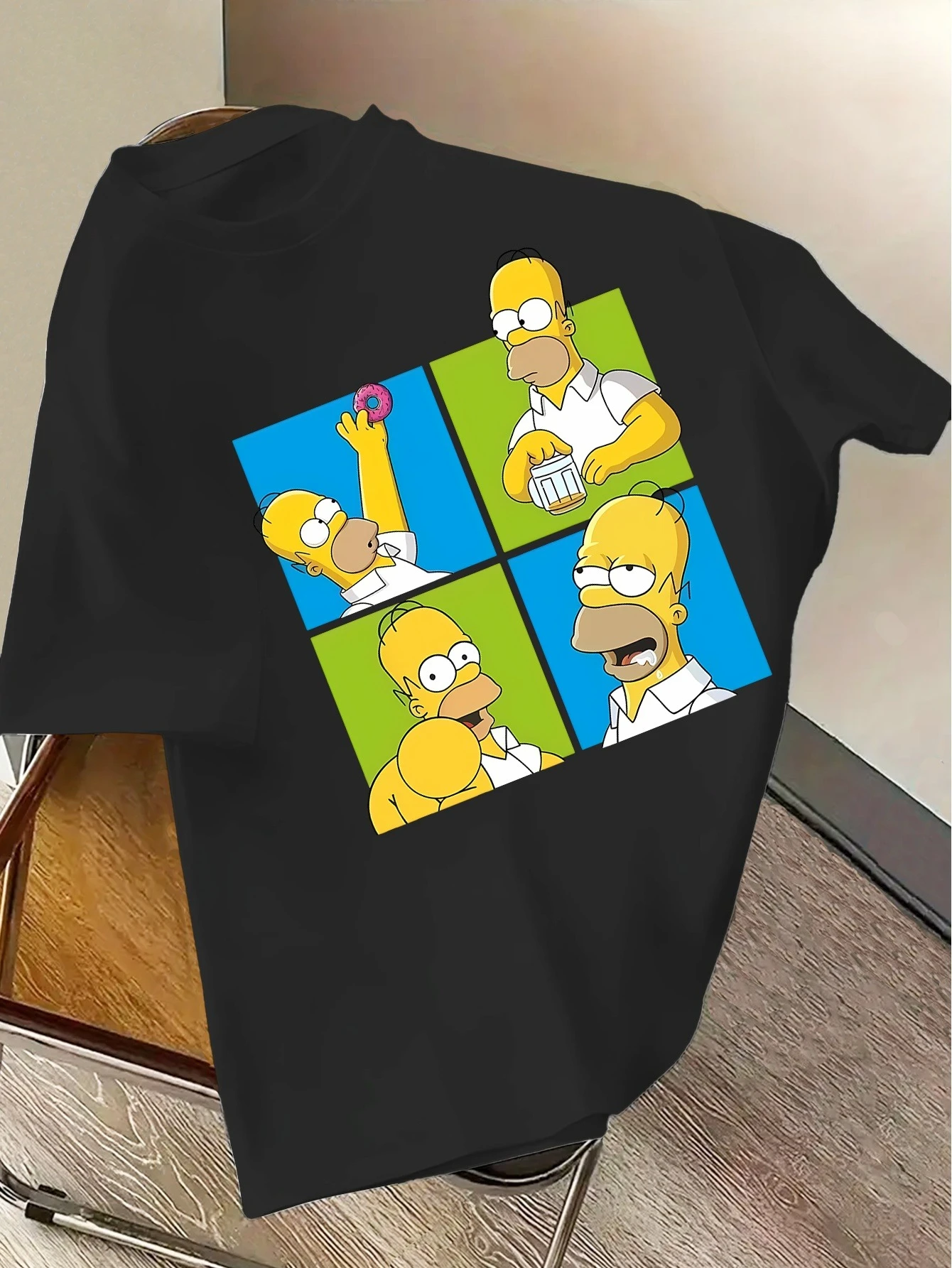 ديزني هومر سيمبسون وبارت الكلاسيكية تي شيرت رجالي طباعة الصيف القطن المرأة تي شيرت الشارع الشهير عادية كبيرة الحجم قصيرة الأكمام س الرقبة