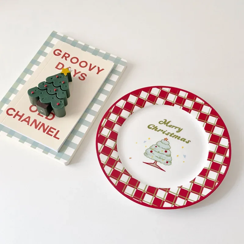 Christmas Limited Tableware Vintage French Ceramic Plates Premium Breakfast Gingerbread Man Dessert Plates